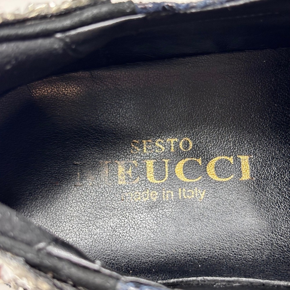 Sesto Meucci Sneakers Size 8 Blue Snake Print Leather‎ Rhinestone Heels - Picture 6 of 14